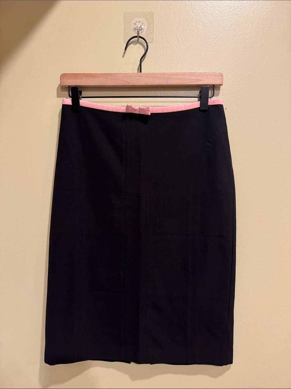 INC International Concepts Black Pencil Skirt with Pink Waist Trim
